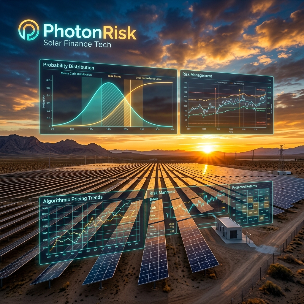 PhotonRisk Algorithmic Solar Finance Analytics Interface Mockup